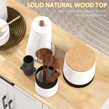 Modern Rolling Kitchen Island Cart with Drawers, Natural Wood Top, Towel Rack, Door Storage Cabinet