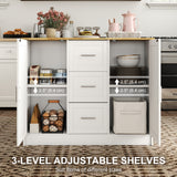Kitchen Island with Storage Cabinets, 3 Drawers, 2 Adjustable Shelves and Sitting Space for Dining Room