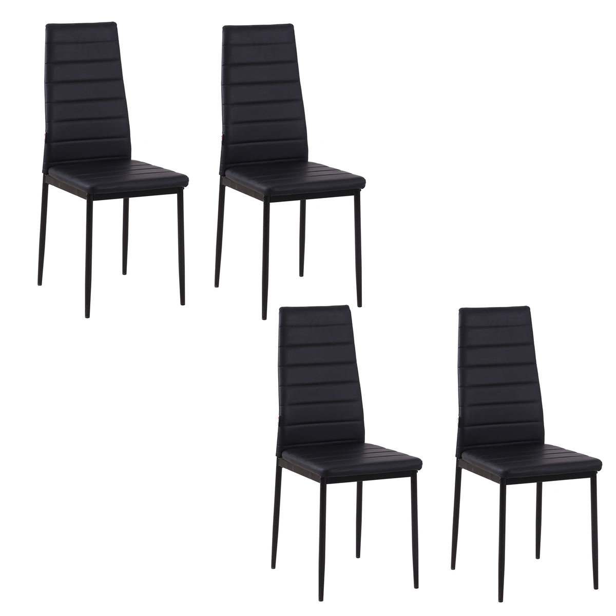 Chaises de salle à manger dossier haut, chaises d'appoint modernes en cuir PU rembourré avec pieds métalliques pour cuisine