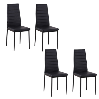 High Back Dining Chairs, Modern Upholstered PU Leather Accent Chairs with Metal Legs for Kitchen