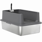 XL Stainless Steel Cat Litter Box for Big and Multiple Cats with High Wall Side