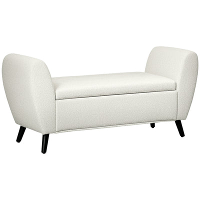 Upholstered Storage Bench with Arms