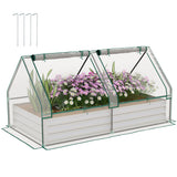 6' x 3' Metal Planter Box with Cover, Raised Garden Bed with Mini Greenhouse for Herbs