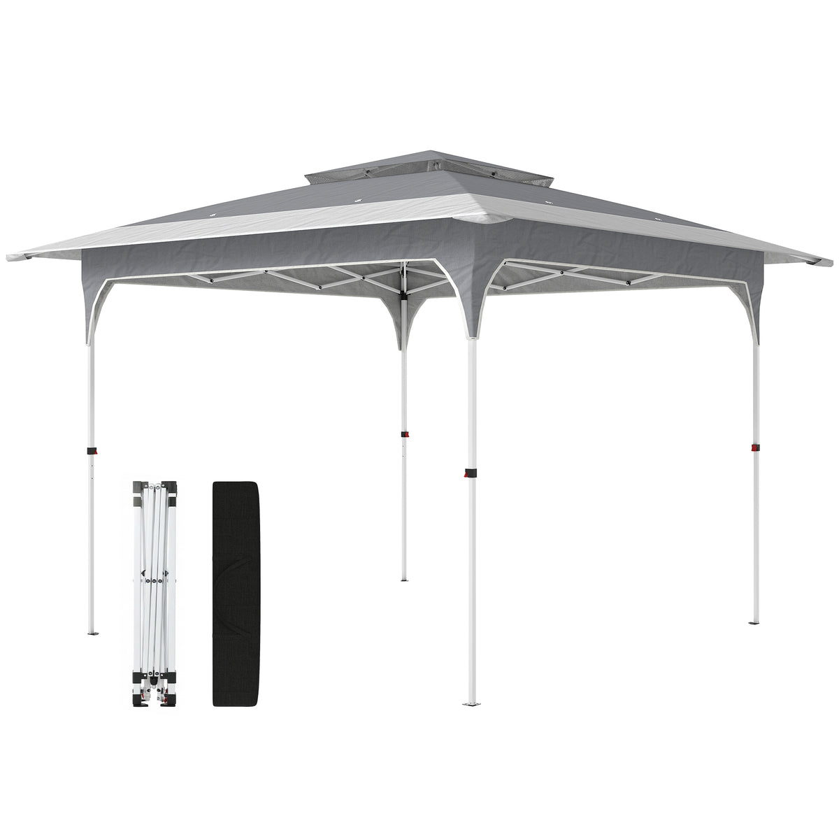 11.5 x 11.5 ft Pop Up Canopy Tent with 1-Button Push Easy Setup, UPF 50+ 2-Tier Instant Canopy with Carry Bag