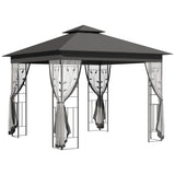10'x10' Soft-top Steel Patio Gazebo Outdoor Sun Shelter with 2-Tier Polyester Roof