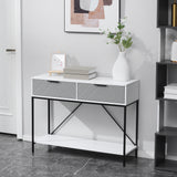 Console moderne avec 2 tiroirs, table d'entrée à 2 niveaux avec étagère de rangement