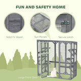 Outdoor Cat Enclosure with 6 Jumping Platforms, Large Front Door for 1-3 Cats, 59