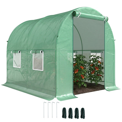 8'x6.6'x6.6' Heavy Duty Walk-in Greenhouse Garden Tunnel Hot House Outdoor Flower Vegetable Growth Warm House Roll Up Door, Steel