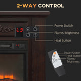 Electric Fireplace with Mantel, Freestanding Heater Corner Firebox with Log Hearth and Remote Control