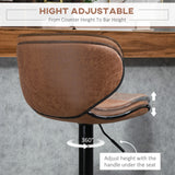 Vintage Set of 2 Microfiber Cloth Adjustable Bar Height Stools with Swivel Seat