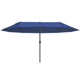 15ft Double-sided Patio Umbrella with Twin Canopy, Extra Large Outdoor Parasol with Crank for Pool