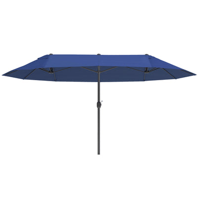 15ft Double-sided Patio Umbrella with Twin Canopy, Extra Large Outdoor Parasol with Crank for Pool