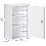 Lockable Medicine Cabinet, 3 Tier Steel Medical Wall Box with 2 Keys and Shelves for Bathroom