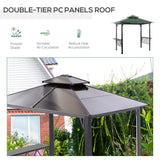 Outdoor Hardtop Grill Gazebo Cooking BBQ Canopy w/ 6 Hooks for Utensils and Double Vented PC Roof