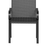 2 Piece PE Rattan Patio Dining Chairs with Steel Frame