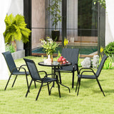 Five-Piece Steel Patio Set, with Glass-Top Table