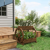 2-Tier Raised Garden Bed, Wooden Wagon Planter Boxes with Drainage Holes