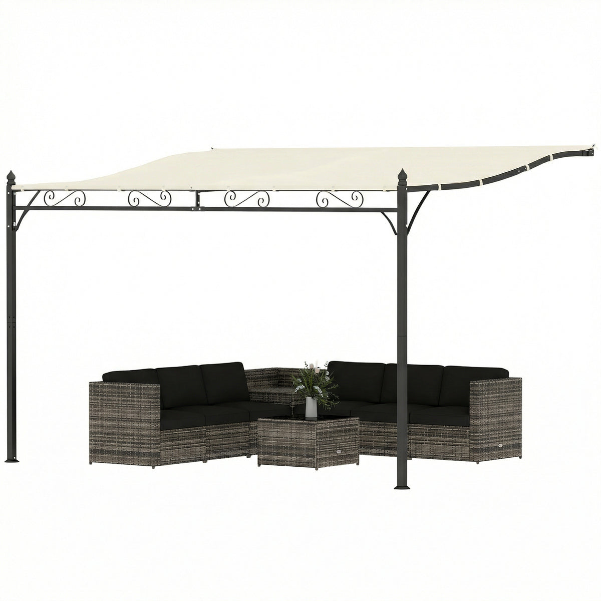 11.5' x 8.2' Outdoor Pergola, Wall Mounted Lean to Pergola with Metal Frame