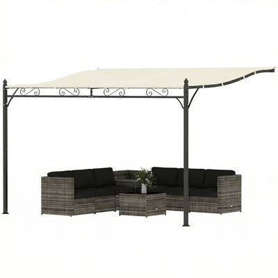 11.5' x 8.2' Outdoor Pergola, Wall Mounted Lean to Pergola with Metal Frame