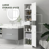 Freestanding Bathroom Cabinet with Drawer and 2 Doors, Tall Bathroom Cupboard for Kitchen