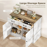 Kitchen Island with Sitting Space, Sideboard Cabinet with 2 Drawers and 2 Adjustable Shelves for Dining Room