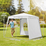 Pop Up Canopy Tent with 2 Sidewalls, 8 x 8ft Top/9.5 x 9.5ft Base
