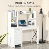 Computer Desk with Storage, 47 Inch Farmhouse Home Office Desk with Open Shelves and 2-Tier Cabinet