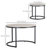 Nesting Coffee Tables Set of 2, Round Coffee Table with Metal Frame