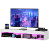 Meuble TV mural moderne avec rangement et éclairage LED pour téléviseurs jusqu'à 75 po, tablette TV flottante pour salon