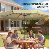 Parasol de patio 10 pi avec bouton-poussoir d'inclinaison et manivelle