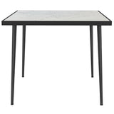 Outdoor Dining Table for 4, Square Patio Dining Table with Marble Effect Tempered Glass Top and Steel Frame