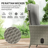 Chaise longue en rotin extérieure, chaise de patio inclinable en rotin avec dossier ajustable et coussin