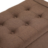 Storage Ottoman Bench, Linen Upholstered Bench with Tufted Design