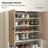 Armoire à chaussures, meuble-chaussures 5 étages avec portes, étagères réglables, 15 paires