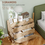 Commode de chambre avec conception anti-basculement, armoire de rangement avec 3 tiroirs pour salon, bois naturel