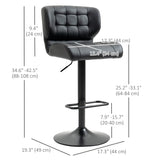 Swivel PU Leather Barstools Set of 2 Adjustable Bar Stools with Footrest Back for Kitchen Counter Dining Room