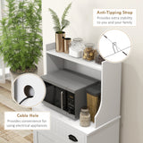 Microwave Cabinet, Kitchen Storage Cabinet with Drawer and Adjustable Shelf
