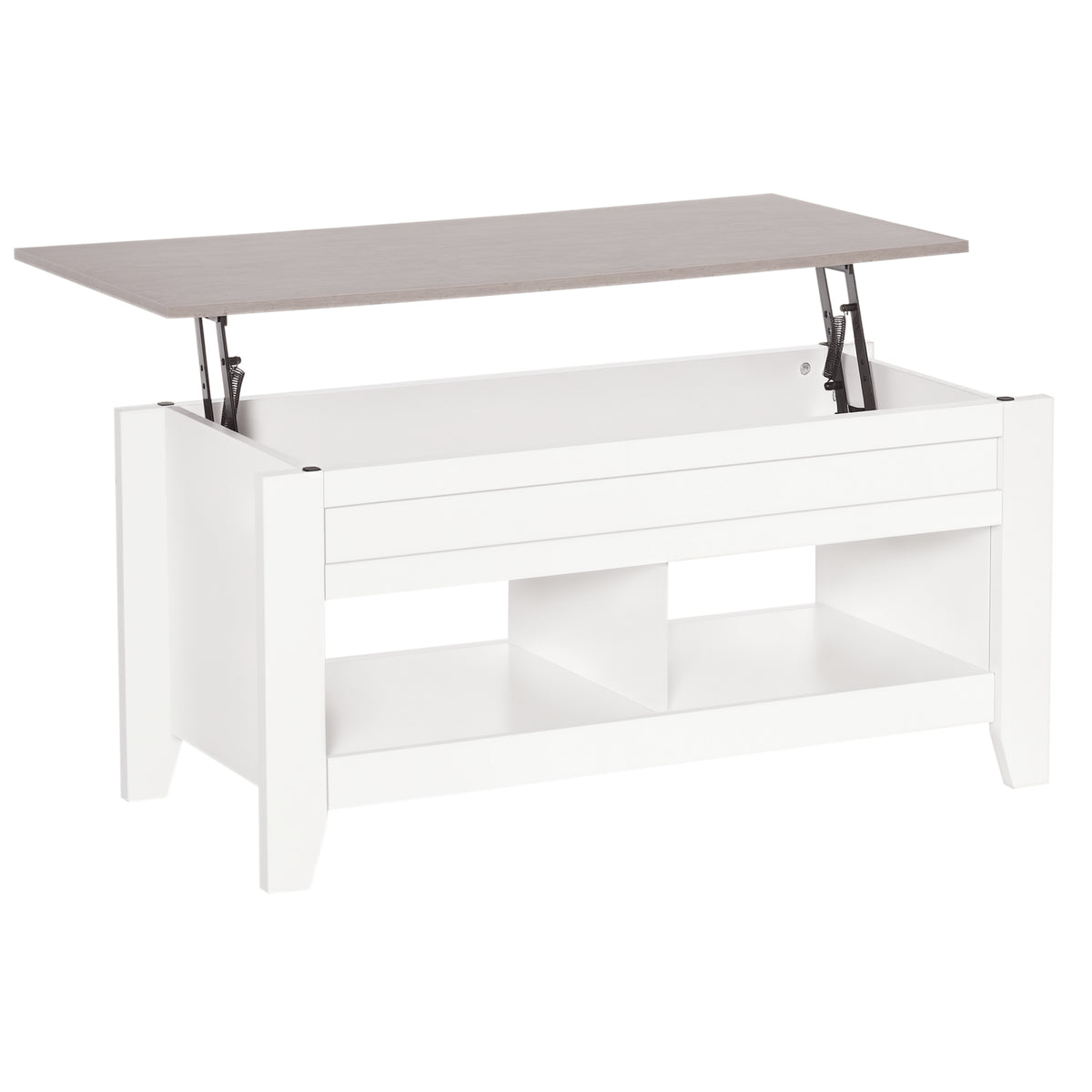 Lift Top Coffee Table with Hidden Storage Compartment and Open Shelves