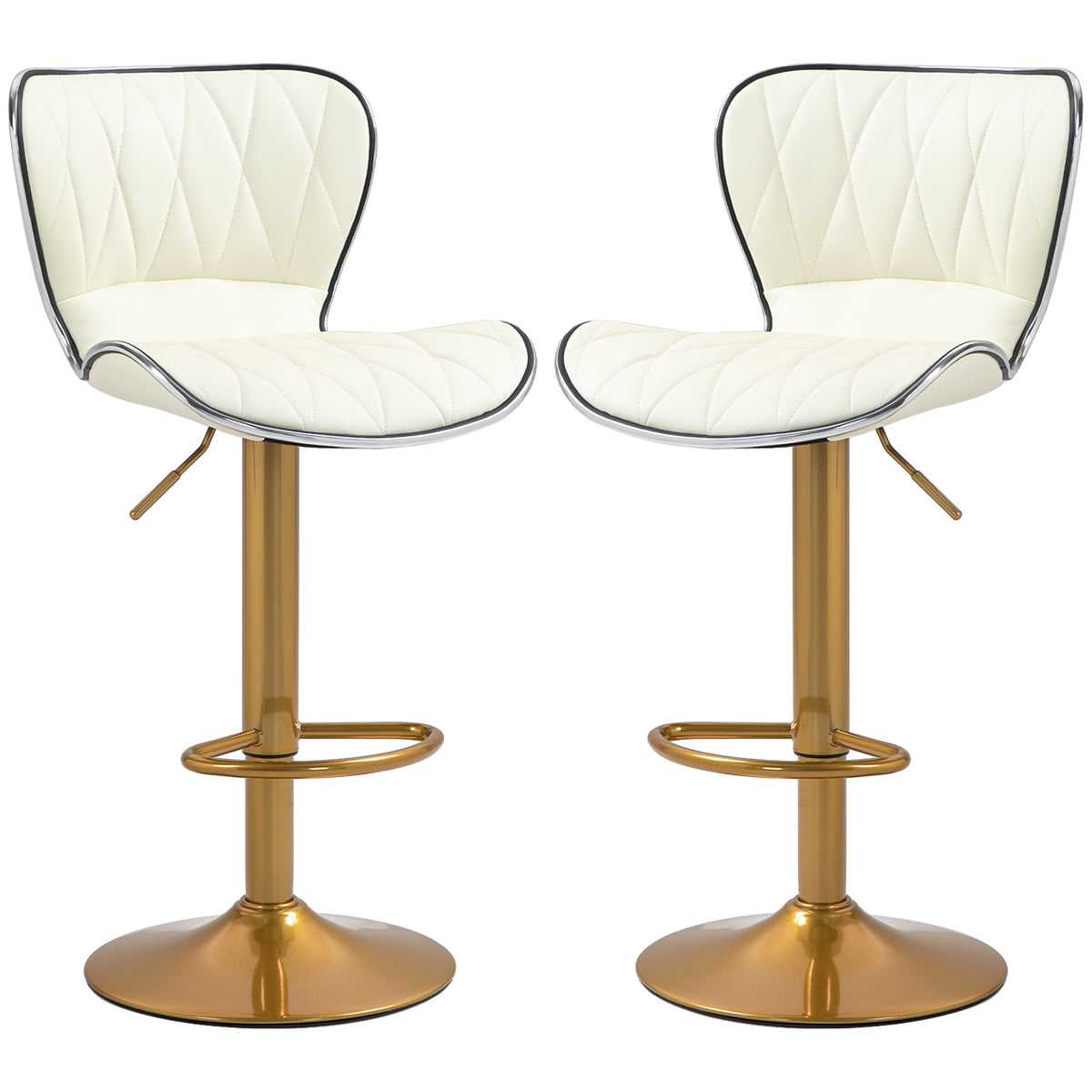 Ensemble de 2 tabourets de comptoir, chaises de bar à hauteur ajustable avec siège pivotant, revêtement en cuir PU