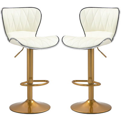 Counter Height Bar Stools Set of 2, Adjustable Height Bar Chairs with Swivel Seat, PU Leather Upholstery
