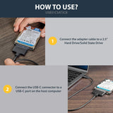 StarTech.com USB C to SATA Adapter - External Hard Drive Connector for