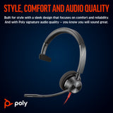 HP Poly Blackwire 3310 Monaural USB-C Business Headset