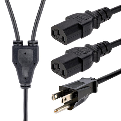 10FT POWER Y CORD, NEMA 5-15P TO 2X C13