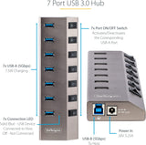 StarTech 7 Port Self-Powered USB C Hub with Individual On/Off Switches