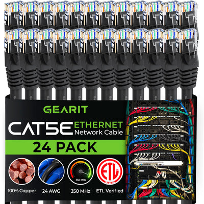 25FT Black CAT5E Snagless Patch Cable