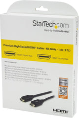 StarTech.com 3ft (1m) Premium Certified HDMI 2.0 Cable with Ethernet -