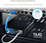 Kit d'extension Ethernet VDSL2 StarTech sur un SEUL CÂBLE À PAIRE, portée LONGUE jusqu'à 1 km (0,6 mi), répéteur LAN sur RJ11/CAT5E/CAT6, jusqu'à 300 Mb/s