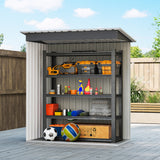 5 x 3 FT Outdoor Storage Shed with Sliding Door and Sloped Roof, Steel Frame Garden Shed Tool Equipment