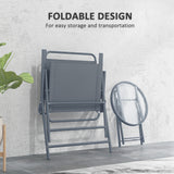 3 Pieces Outdoor Bistro Set, Folding Patio Table and Chairs with Tempered Glass Tabletop for Garden