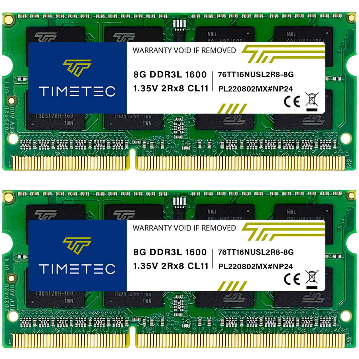 Timetec 16GB KIT(2x8GB) DDR3L / DDR3 1600MHz PC3L-12800 / PC3-12800 No